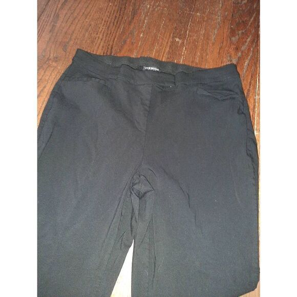 Size 18 Lane Bryant Black Mid Rise Elastic Waist Ankle Pants w Pockets Belt Loop - Picture 2 of 4